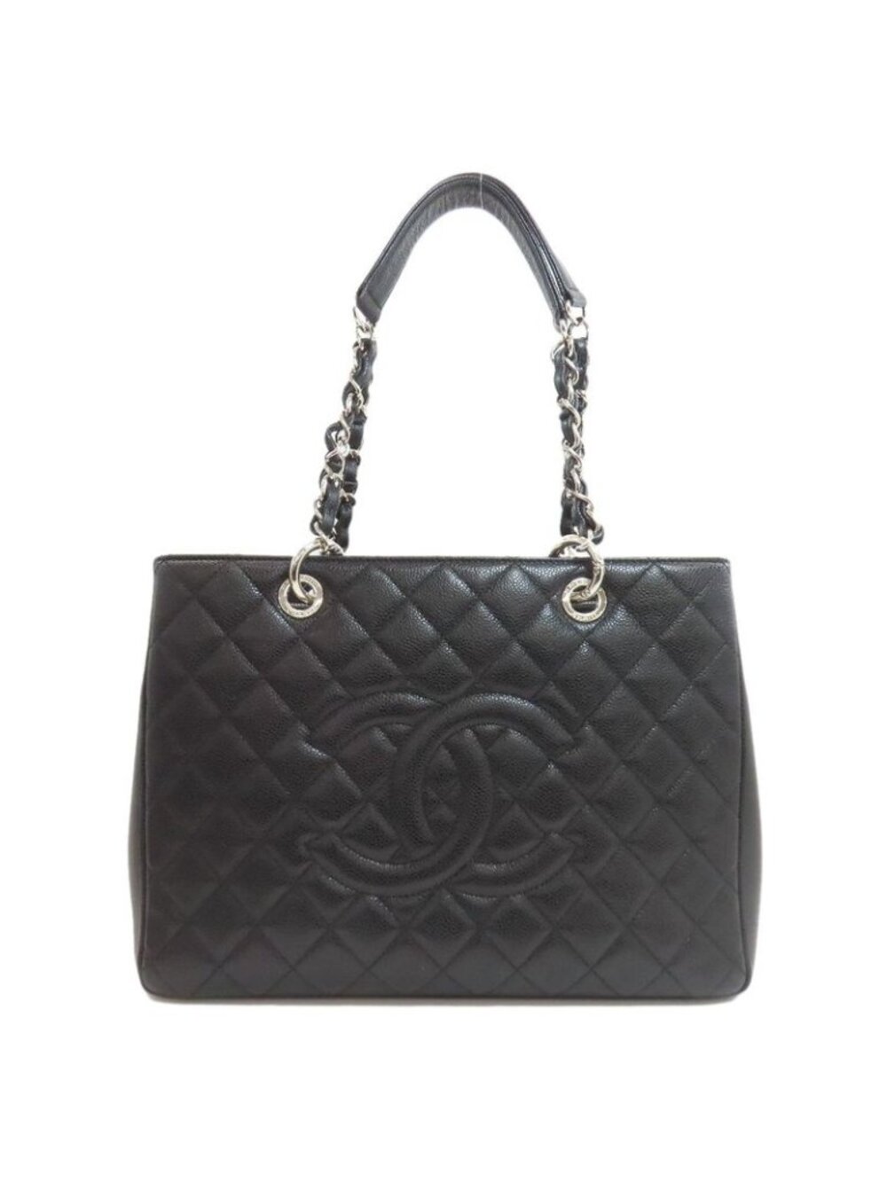 Chanel Quilted Silver Tote Grained Calfskin - Picture 1 of 15